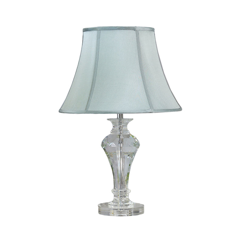 Modern Blue Crystal Table Lamp with Vase Shape, Beveled Design, and 1 Head Reading Light, 21.5"/23" Long