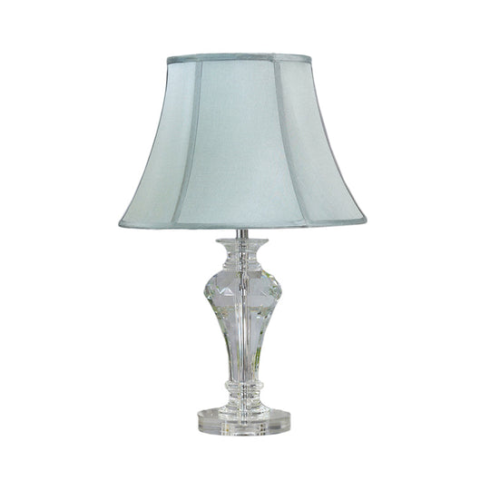 Modern Blue Crystal Table Lamp with Vase Shape, Beveled Design, and 1 Head Reading Light, 21.5"/23" Long