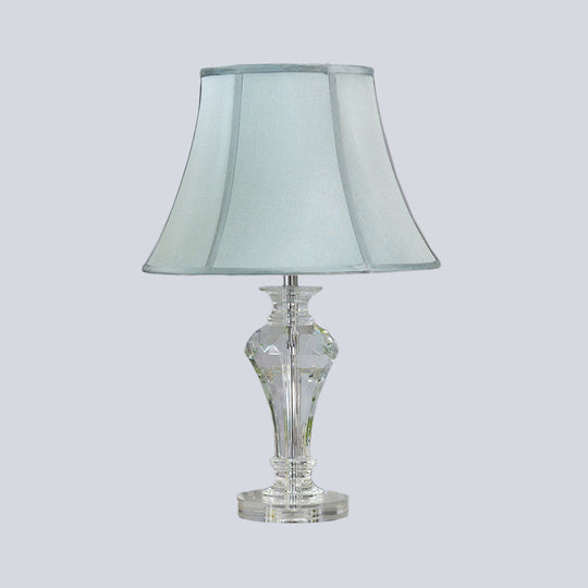 Modern Blue Crystal Table Lamp with Vase Shape, Beveled Design, and 1 Head Reading Light, 21.5"/23" Long