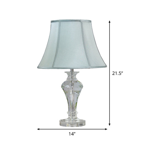 Modern Blue Crystal Table Lamp with Vase Shape, Beveled Design, and 1 Head Reading Light, 21.5"/23" Long