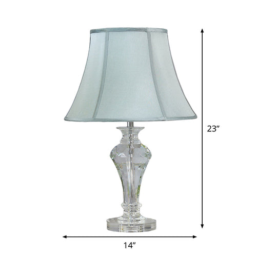 Modern Blue Crystal Table Lamp with Vase Shape, Beveled Design, and 1 Head Reading Light, 21.5"/23" Long