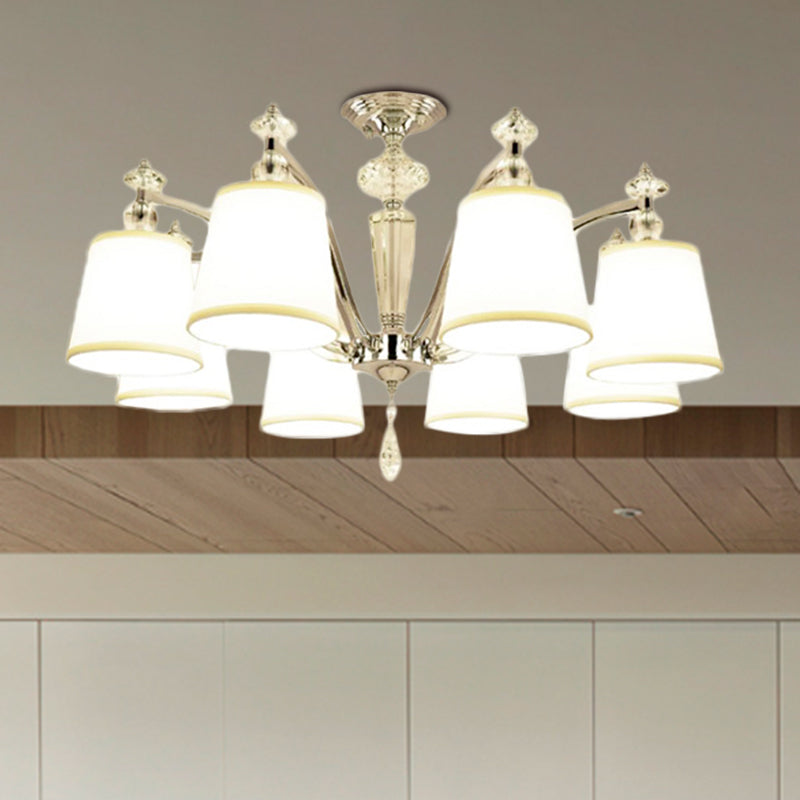 Modern Chrome Chandelier with Curved Arms - 3/6/8 Lights, White Glass Hanging Lamp Fixture