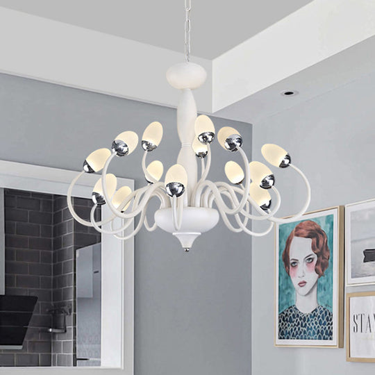 Contemporary Bud Bedroom Chandelier: Acrylic 15/22-Light Hanging Pendant, White