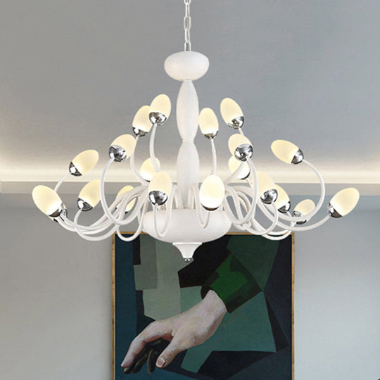 Contemporary Bud Bedroom Chandelier: Acrylic 15/22-Light Hanging Pendant, White