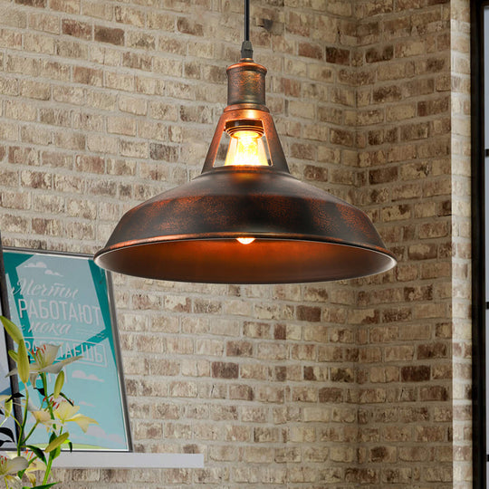 Rustic Metal Pendant Light Fixture with Adjustable Cord - Barn Shade, 1 Bulb, Various Widths