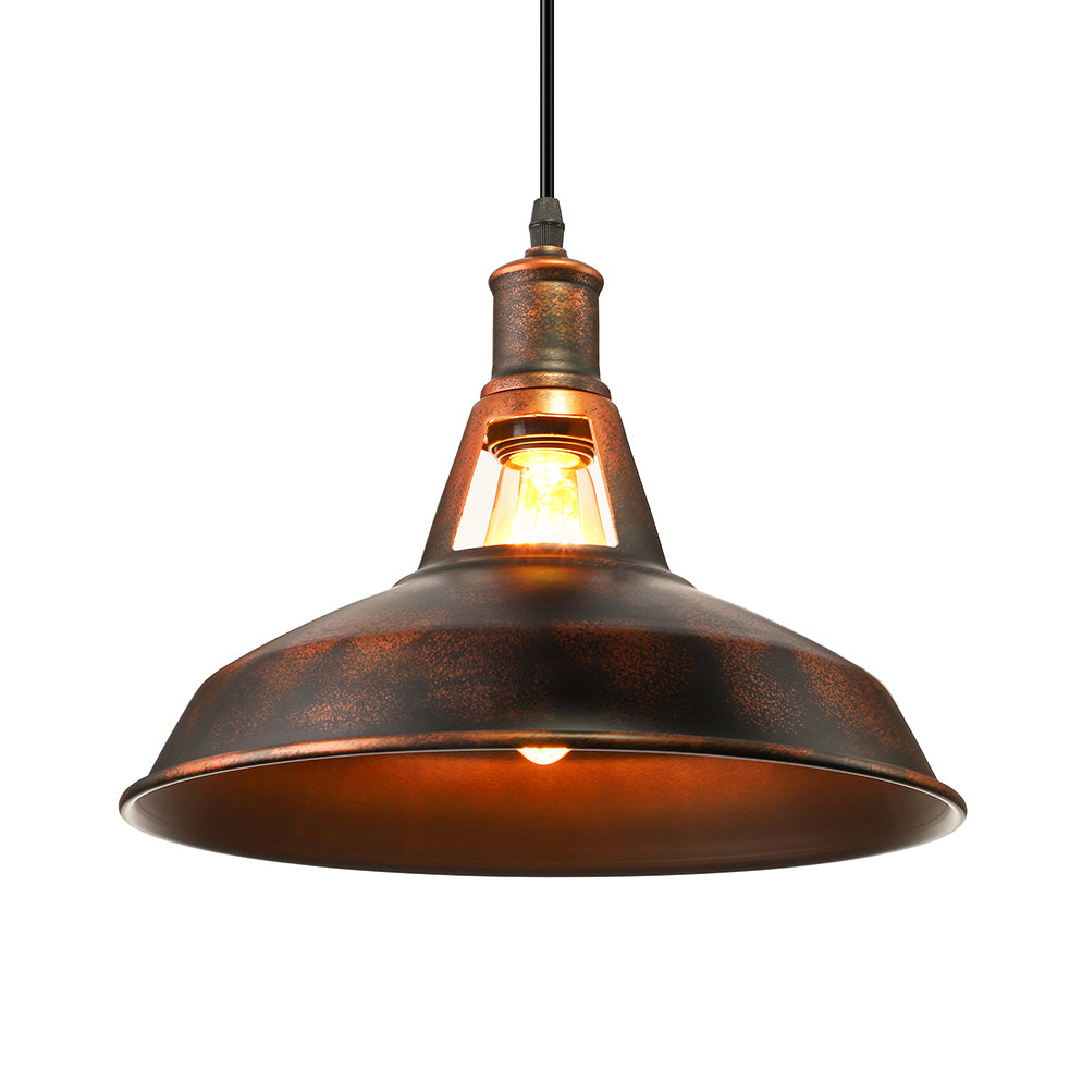Rustic Metal Pendant Light Fixture with Adjustable Cord - Barn Shade, 1 Bulb, Various Widths