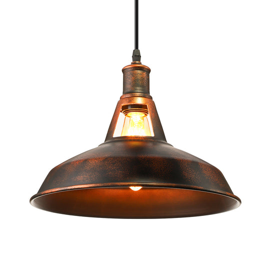 Rustic Metal Pendant Light Fixture with Adjustable Cord - Barn Shade, 1 Bulb, Various Widths
