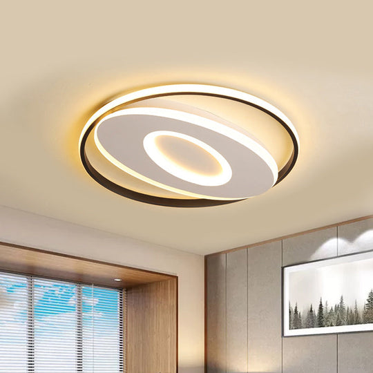Modern Oval Flush Mount Lights - 16"/19.5"/23.5" Unique Ceiling Light Fixture in Warm/White Acrylic