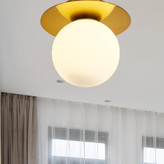 Modern Glass Orbit Ceiling Light Kitchen Flushmount Lamp - Clear/Light-Brown/Cream, Single Light