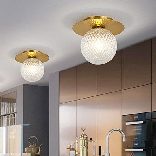 Modern Glass Orbit Ceiling Light Kitchen Flushmount Lamp - Clear/Light-Brown/Cream, Single Light