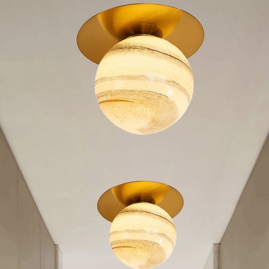 Modern Glass Orbit Ceiling Light Kitchen Flushmount Lamp - Clear/Light-Brown/Cream, Single Light