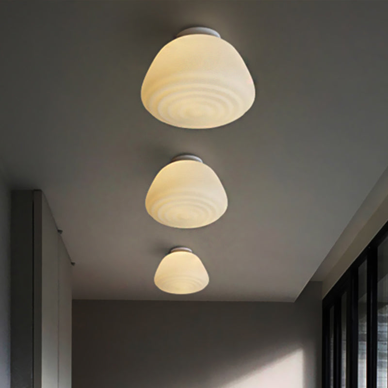 Minimalist 1 Head Flush Mount Lantern Light with Opal Glass Shade for Kitchen - 6"/8" W Cone Flush Mount Lighting