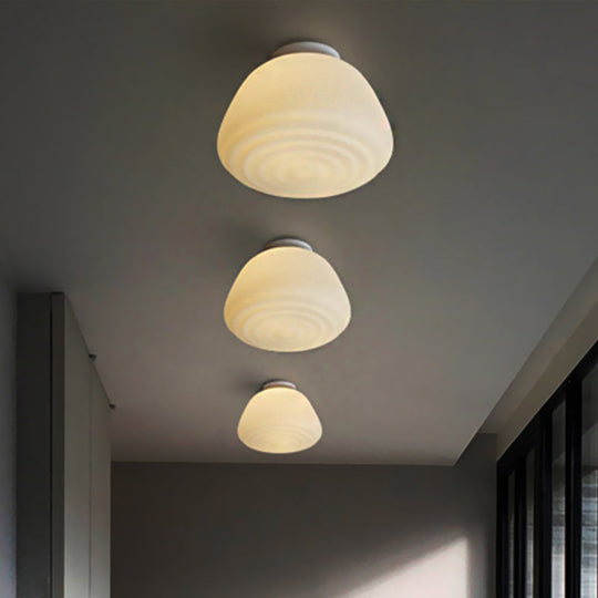 Minimalist 1 Head Flush Mount Lantern Light with Opal Glass Shade for Kitchen - 6"/8" W Cone Flush Mount Lighting