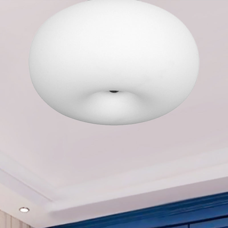 Modernist Ceiling Flush Mount Light with Glass Lampshade for Balcony - White, Obong - 3 Sizes Available