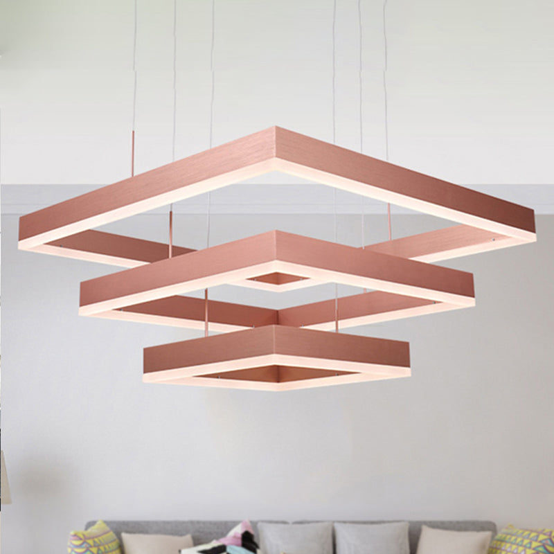 Rose Gold Bedroom Chandelier with Acrylic Shade - 1/2/3-Light Pendant in Warm/White/Natural Light