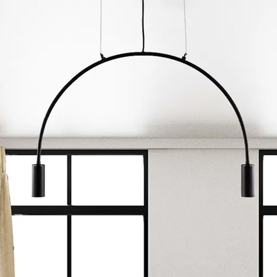 Arched Pendant Lighting with LED for Bar - Contemporary Black Metal, 2/3/5 Lights
