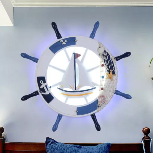 Blue Rudder Wall Light - Creative Acrylic LED Sconce for Kids' Bedroom