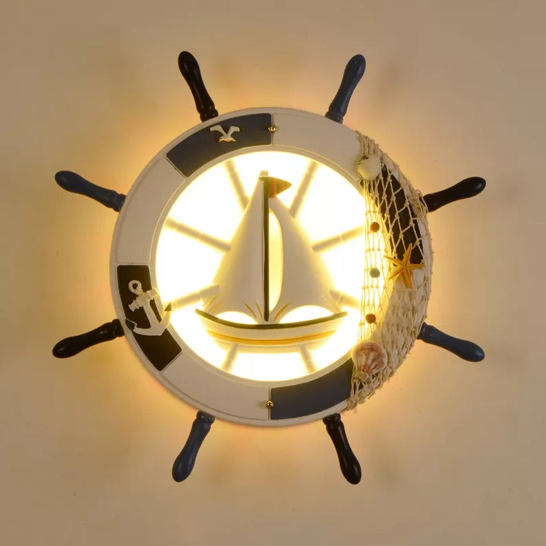 Blue Rudder Wall Light - Creative Acrylic LED Sconce for Kids' Bedroom