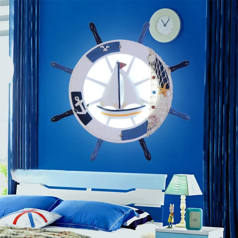 Blue Rudder Wall Light - Creative Acrylic LED Sconce for Kids' Bedroom