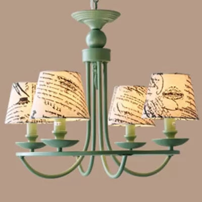 Tapered Green Metal Pendant Light, Nordic Style Hanging Light for Kindergarten