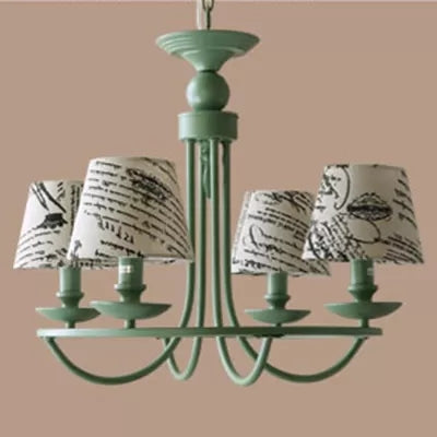 Tapered Green Metal Pendant Light, Nordic Style Hanging Light for Kindergarten