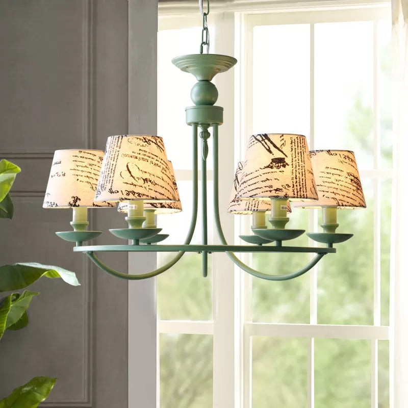 Tapered Green Metal Pendant Light, Nordic Style Hanging Light for Kindergarten