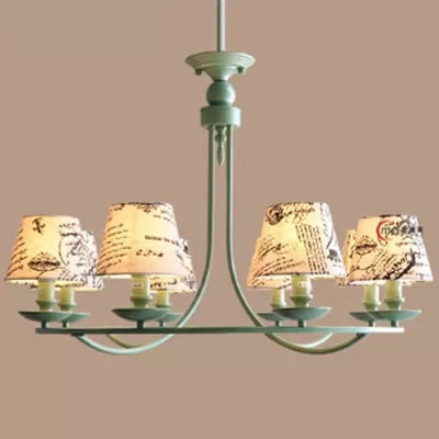 Tapered Green Metal Pendant Light, Nordic Style Hanging Light for Kindergarten