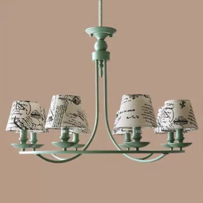 Tapered Green Metal Pendant Light, Nordic Style Hanging Light for Kindergarten