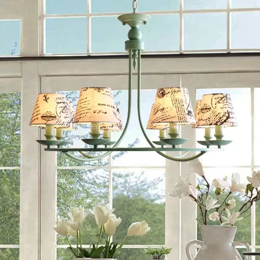 Tapered Green Metal Pendant Light, Nordic Style Hanging Light for Kindergarten