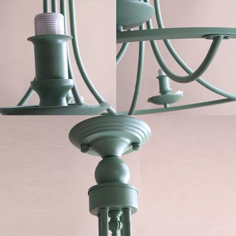 Tapered Green Metal Pendant Light, Nordic Style Hanging Light for Kindergarten