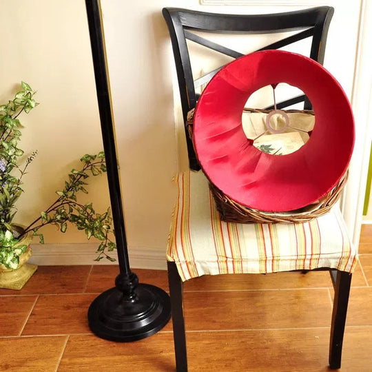 Contemporary Black Base Floor Lamp with Bucket Shade - Ideal for Living Room