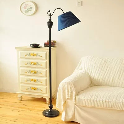 Contemporary Black Base Floor Lamp with Bucket Shade - Ideal for Living Room