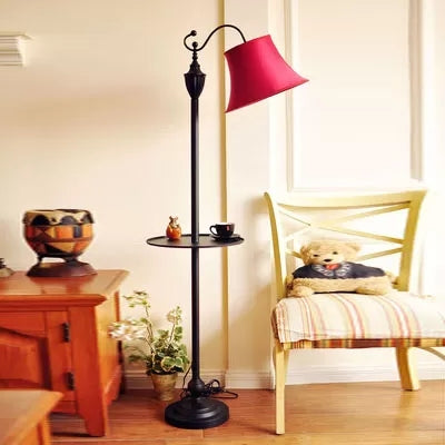 Contemporary Black Base Floor Lamp with Bucket Shade - Ideal for Living Room