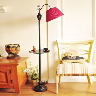 Contemporary Black Base Floor Lamp with Bucket Shade - Ideal for Living Room