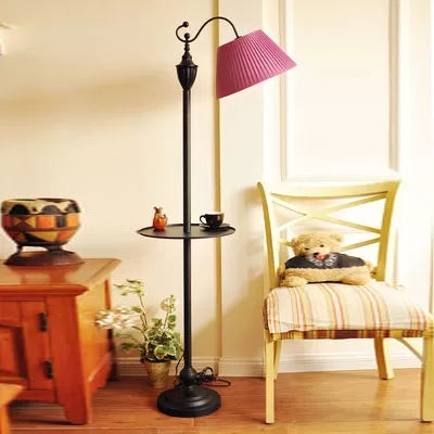 Contemporary Black Base Floor Lamp with Bucket Shade - Ideal for Living Room