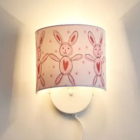 Drum-Shaped Kids' Fabric Wall Lamp: Undertint Wall Light for Stair Hallway