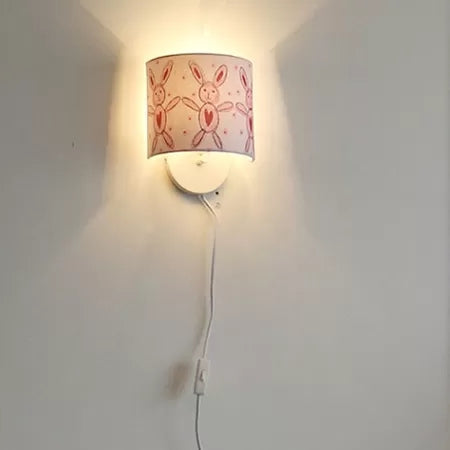 Drum-Shaped Kids' Fabric Wall Lamp: Undertint Wall Light for Stair Hallway