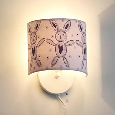 Drum-Shaped Kids' Fabric Wall Lamp: Undertint Wall Light for Stair Hallway