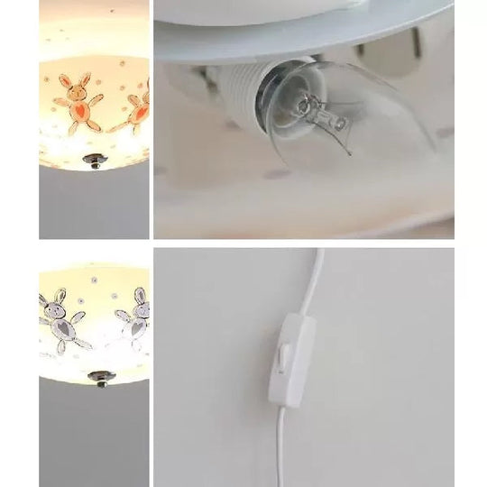 Drum-Shaped Kids' Fabric Wall Lamp: Undertint Wall Light for Stair Hallway