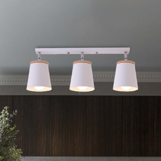 White Rotatable Semi-Flush Mount Ceiling Light – Modern Tapered Shade, Adjustable Metal Fixture