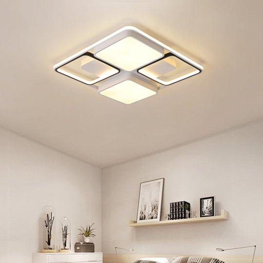 Contemporary LED Flush Mount Ceiling Light in Black/White, 19.5"/45" Wide