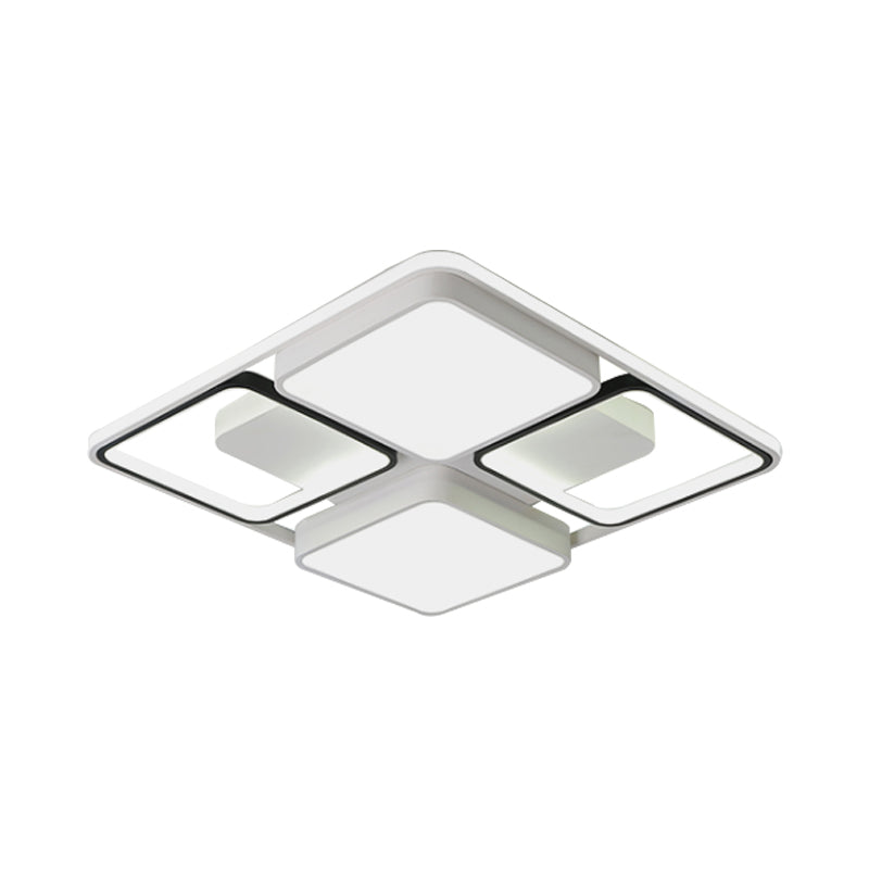 Contemporary LED Flush Mount Ceiling Light in Black/White, 19.5"/45" Wide