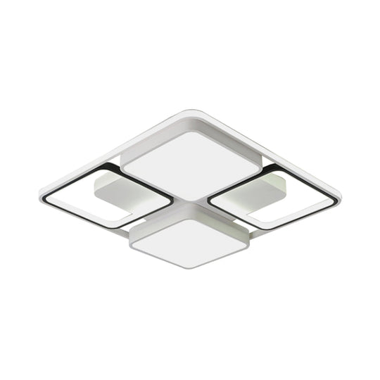 Contemporary LED Flush Mount Ceiling Light in Black/White, 19.5"/45" Wide