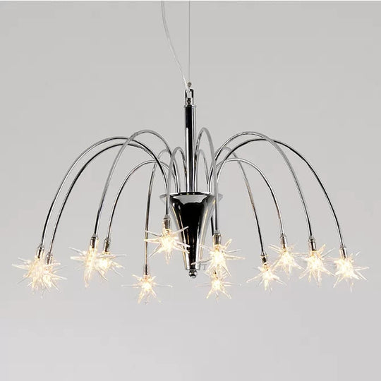 Silver Finish Firework Pendant Chandelier - Metal, Romantic, Pretty, Ideal for Dining Room