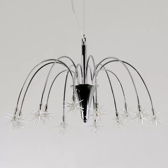 Silver Finish Firework Pendant Chandelier - Metal, Romantic, Pretty, Ideal for Dining Room