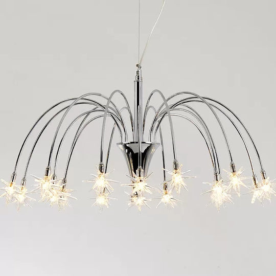 Silver Finish Firework Pendant Chandelier - Metal, Romantic, Pretty, Ideal for Dining Room