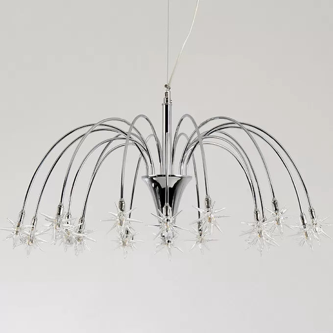 Silver Finish Firework Pendant Chandelier - Metal, Romantic, Pretty, Ideal for Dining Room