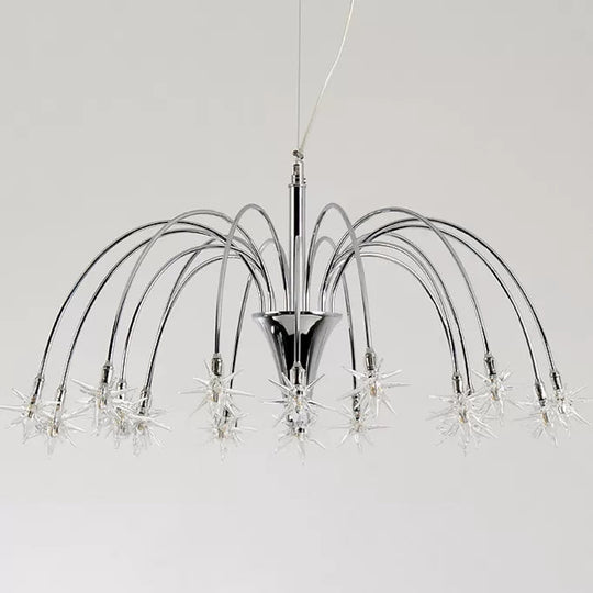 Silver Finish Firework Pendant Chandelier - Metal, Romantic, Pretty, Ideal for Dining Room