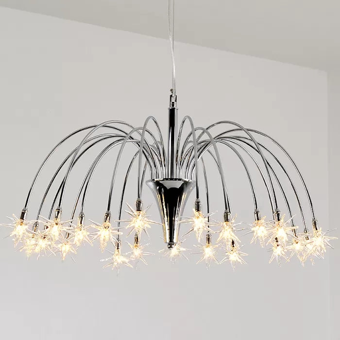 Silver Finish Firework Pendant Chandelier - Metal, Romantic, Pretty, Ideal for Dining Room