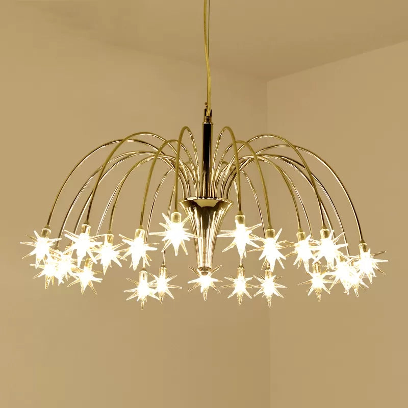 Silver Finish Firework Pendant Chandelier - Metal, Romantic, Pretty, Ideal for Dining Room